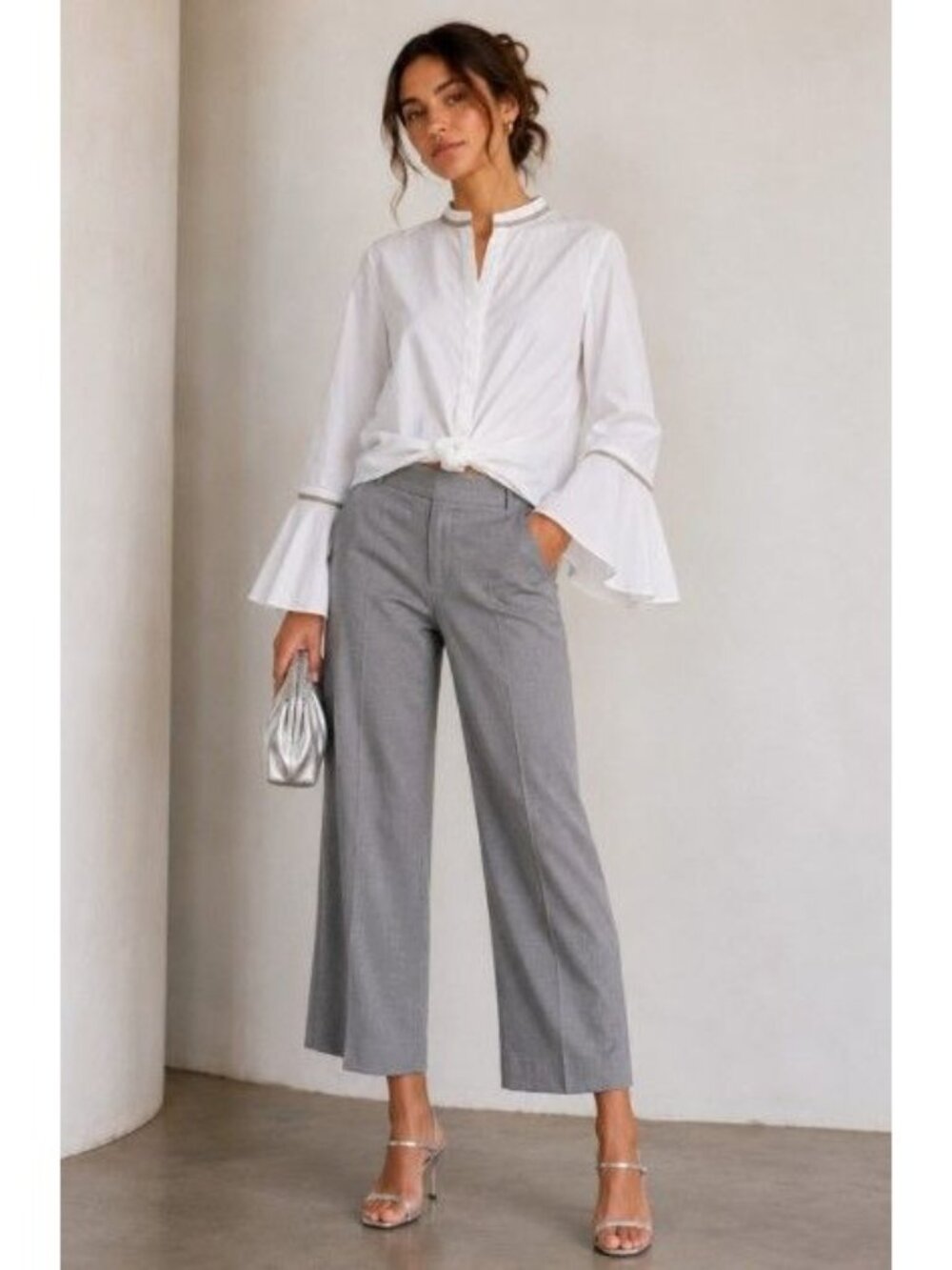 Lafayette 148 Blouse Chain Trim Quiet Luxury Old Money Minimalist 12 Office Wear